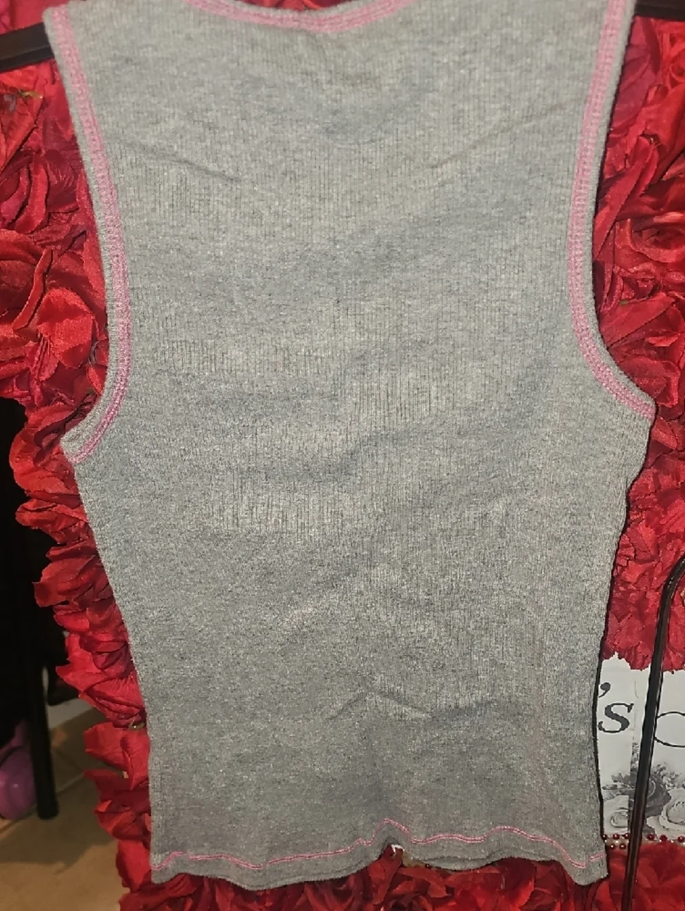 BCC Underground Girls Grey Ribbed Tank with Pink Trim Size Large
